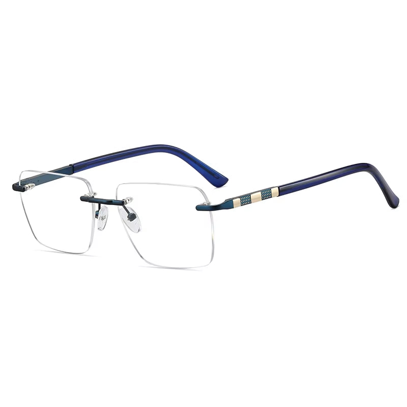 Fashion Square Rimless Spring Hinge Eyeglasses for Men