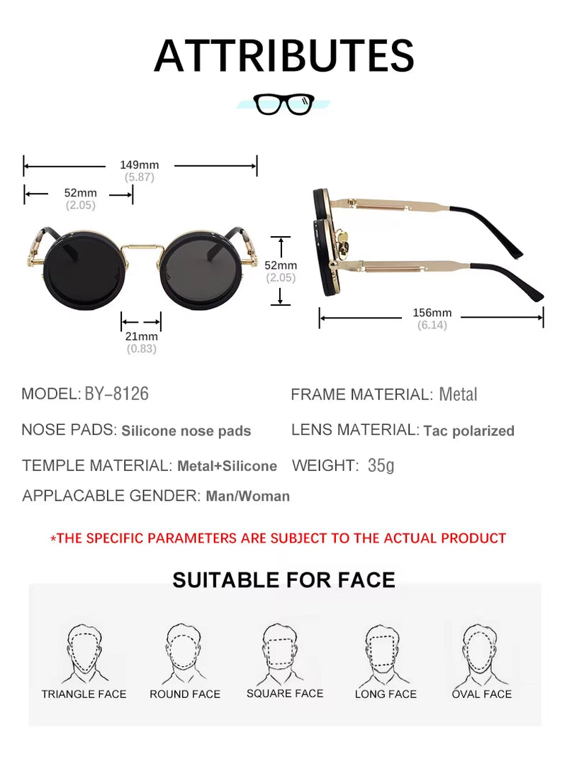 Designer round Rotary Adjustable Polarized Driving UV400 Sunglasses for Men
