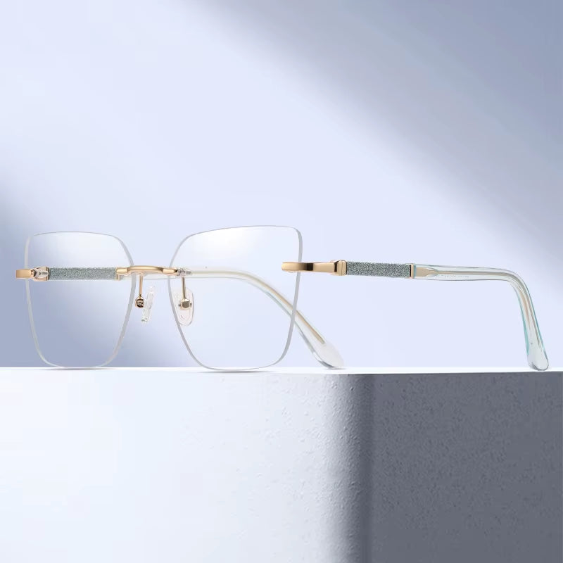 Fashion Rimless Spring Hinge Eyeglasses for Women