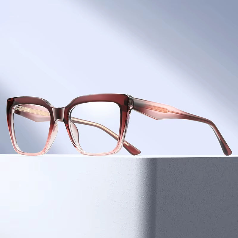 Fashion Square TR90 CP Pin-In Arms Spring Hinge Eyeglasses for Women