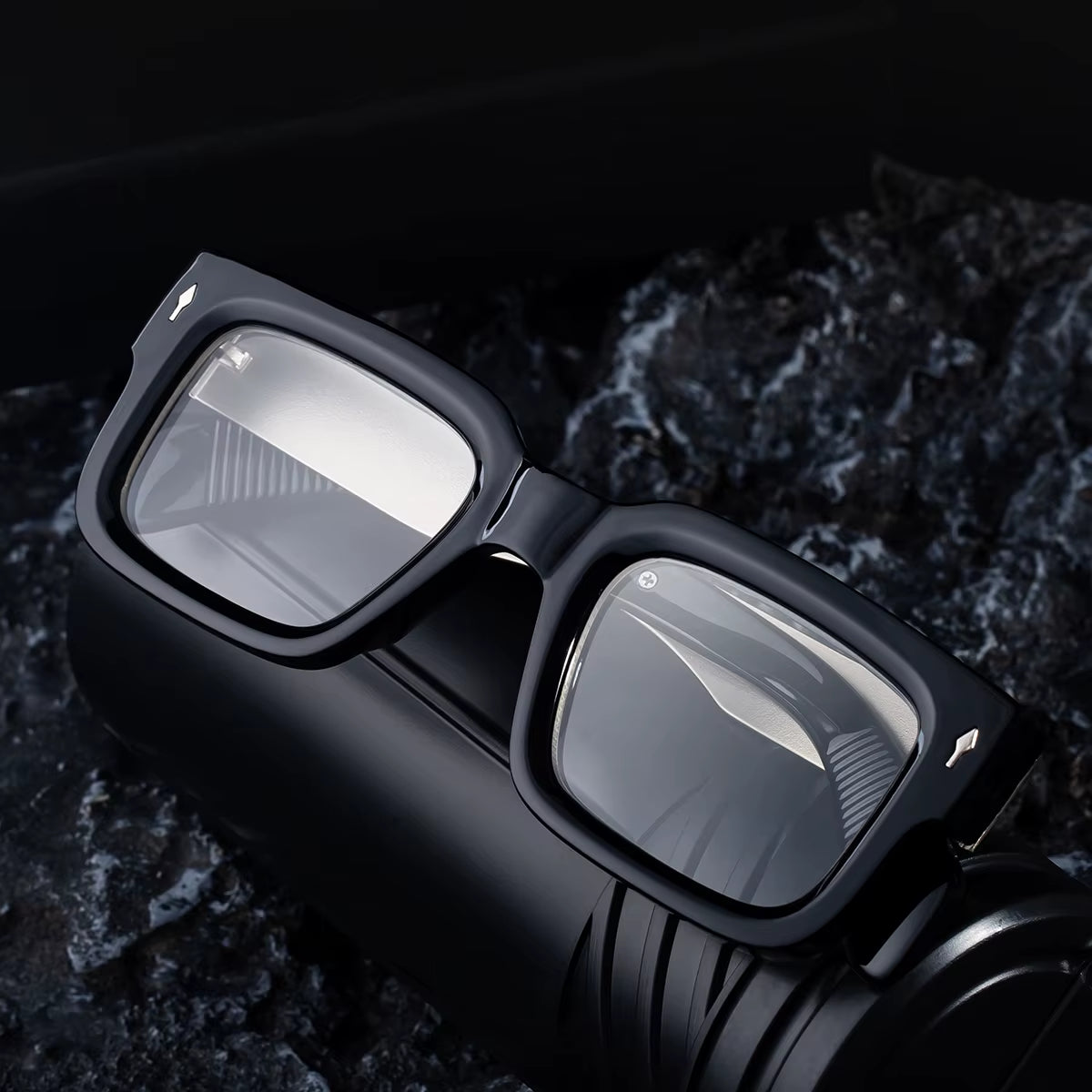  Designer Square PC Frame Metal Arms Eyeglasses for Men 