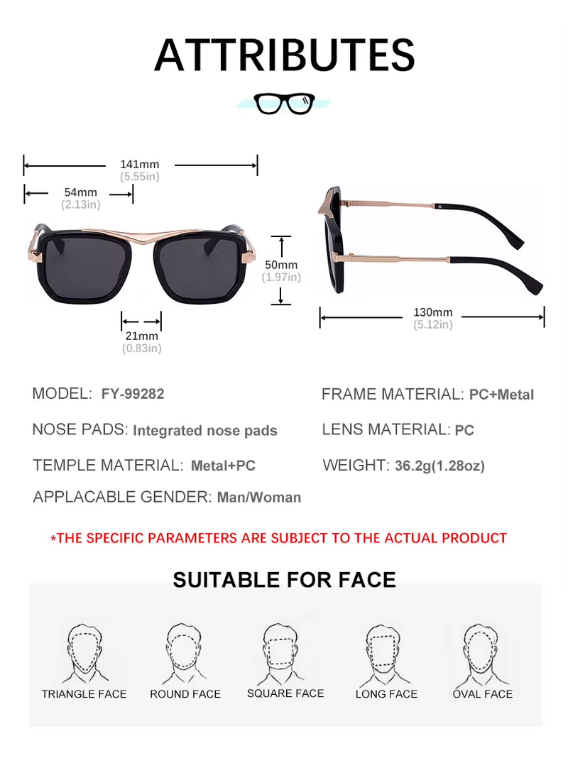  Designer Soft Square PC Frame UV400 Sunglasses for Men 