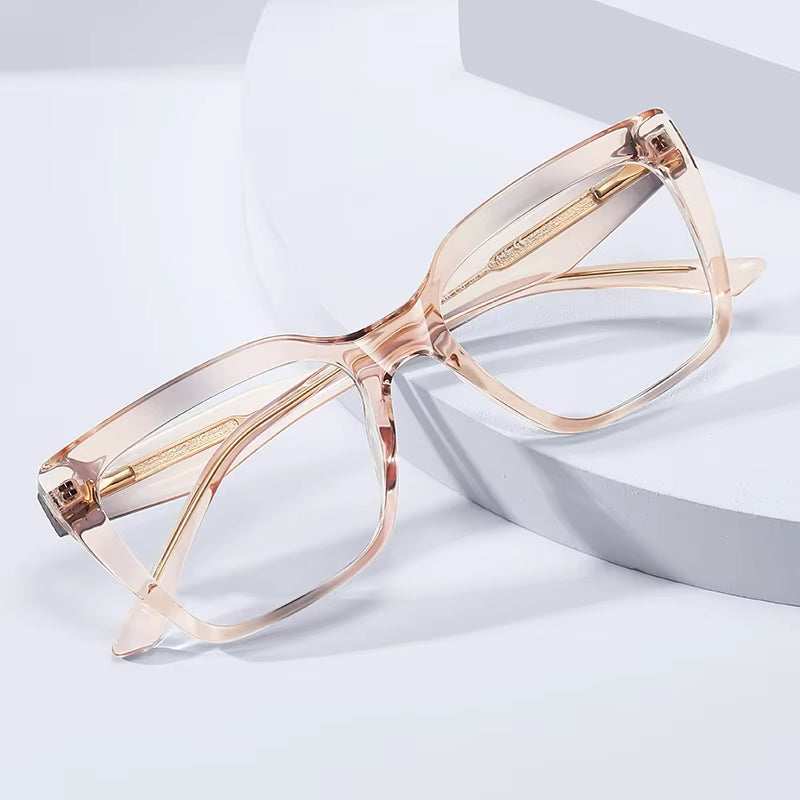 Fashion Square TR90 CP Pin-In Arms Spring Hinge Eyeglasses for Women
