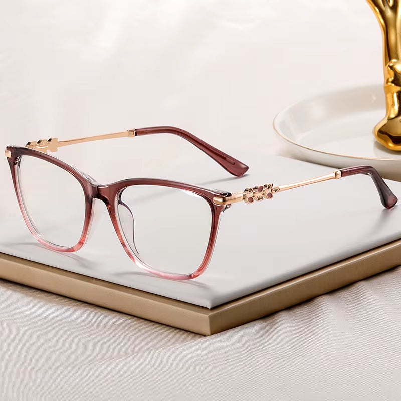 Cat Eye TR90 Square Leaf Arms Eye Glasses for Women 