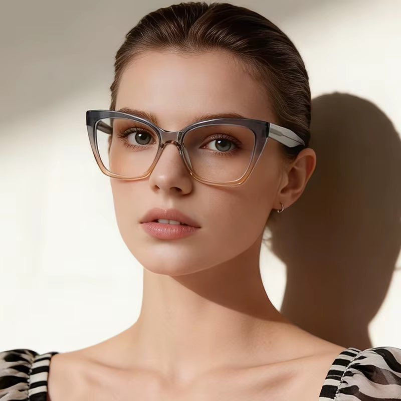 Cat Eye Acetate Pin-In Spring Hinge Eyeglasses for Women