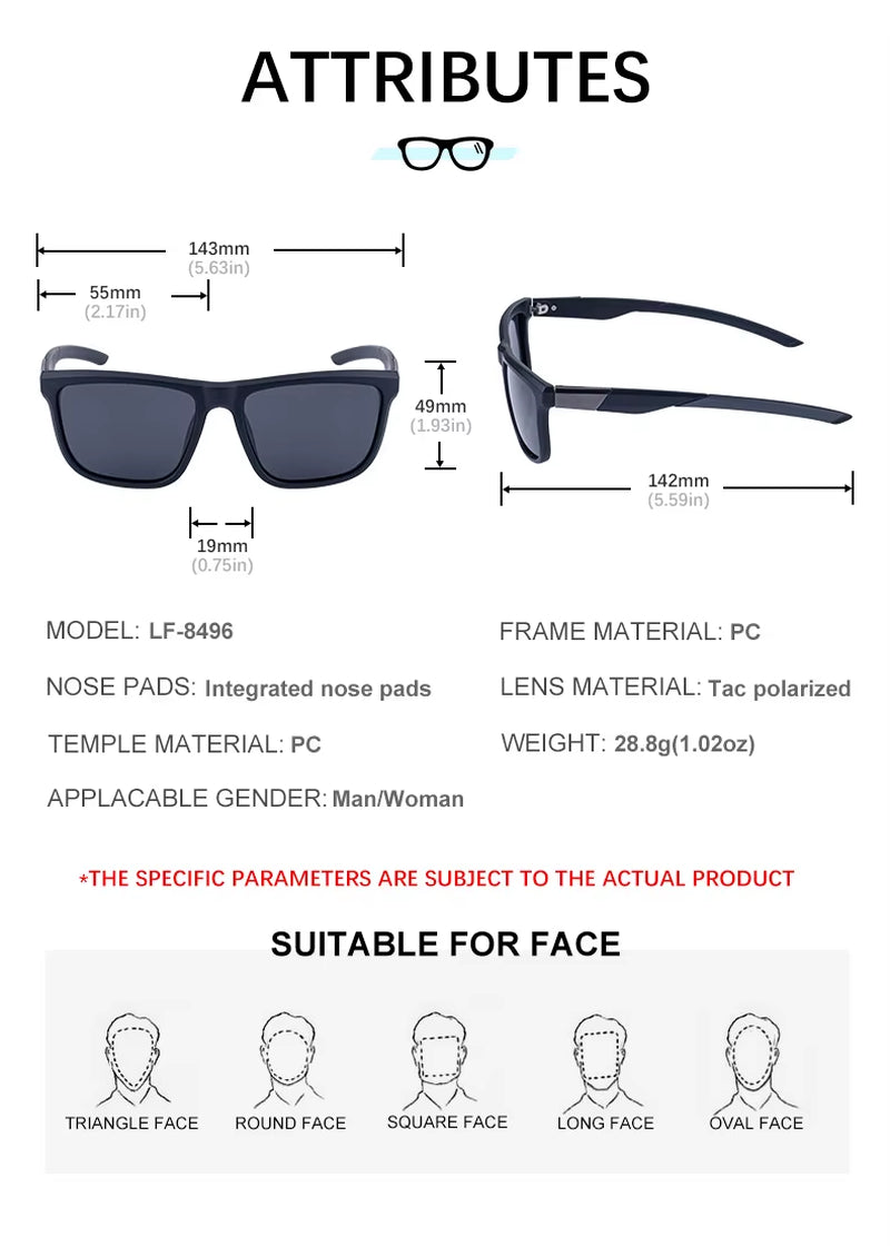 Fashion Square Polarized Driving UV400 Protection Sunglasses for Men