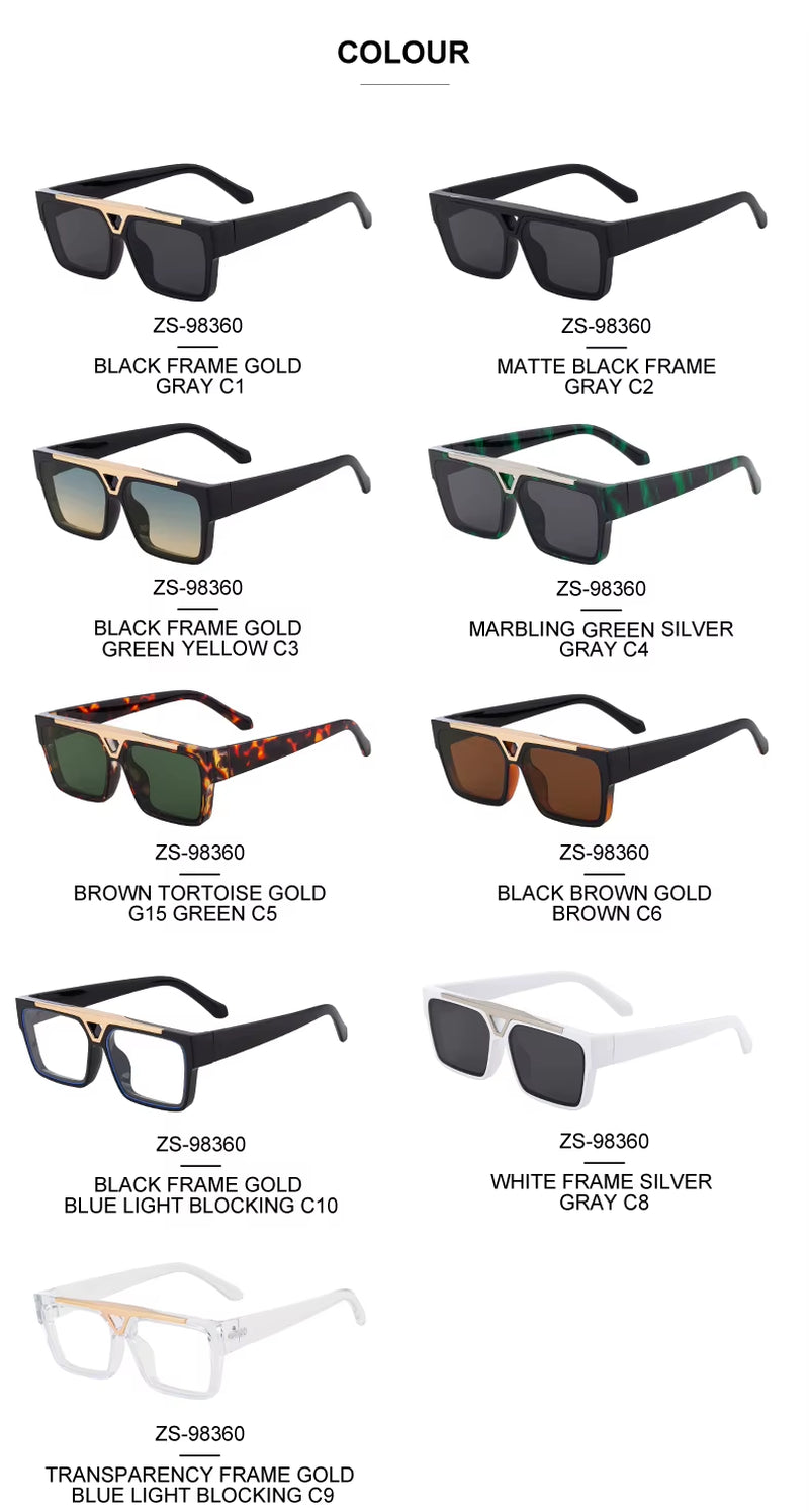 Designer Square Double Bridge UV400 Protection Sunglasses for Women & Men