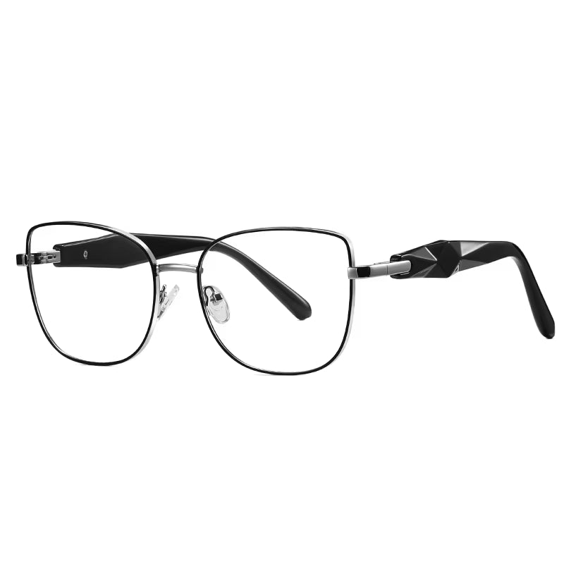 Square Metal Frame CP Pin-In Spring Hinge Eyeglasses for Women