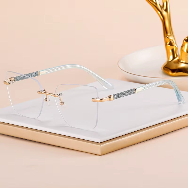 Fashion Rimless Spring Hinge Eyeglasses for Women
