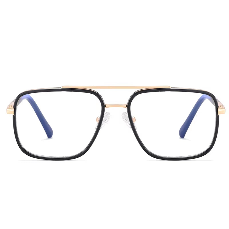 Vintage Retro TR90 Square Double Bridge Eyeglasses for Men