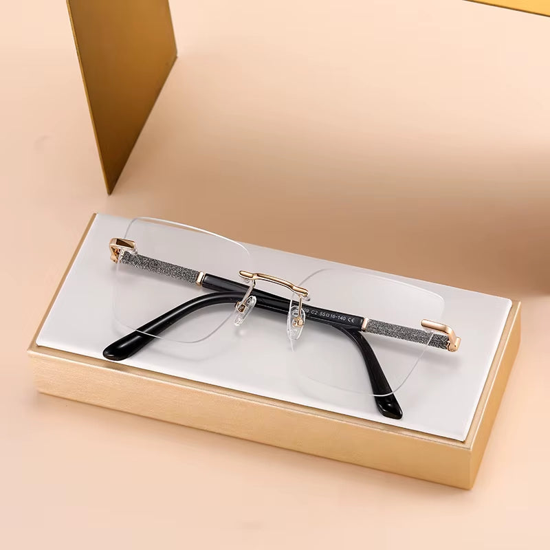 Fashion Rimless Spring Hinge Eyeglasses for Women