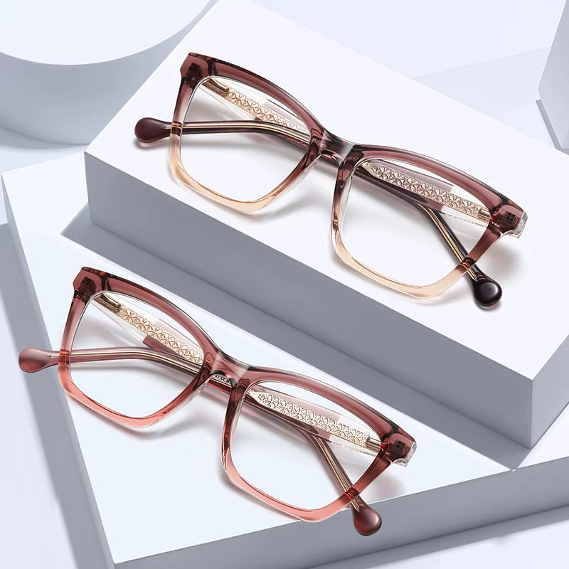 Square TR90 Spring Hinge CP Arms Eyeglasses for Women