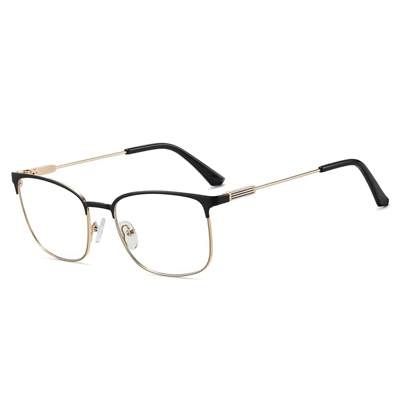 Metal Square Spring Hinge Eyeglasses for Men