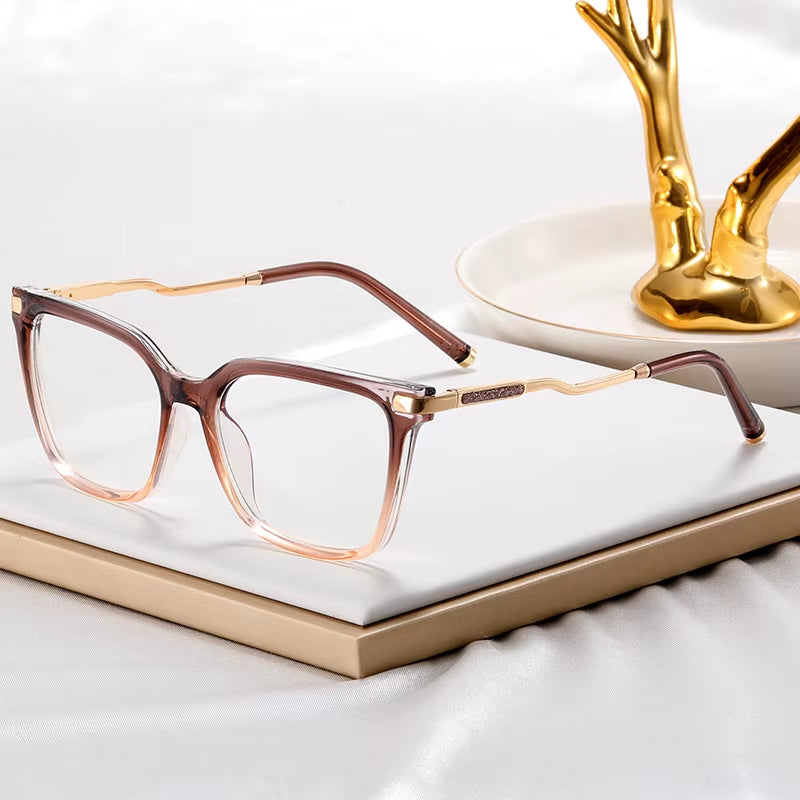 Vintage Retro TR90 Square Glitter Eyeglasses for Women 