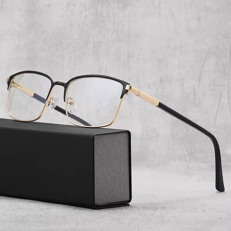  Rectangle Metal Frame Spring Hinge  Eyeglasses for Men