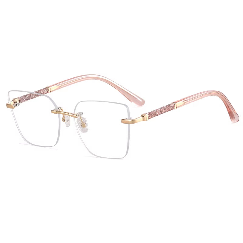 Fashion Rimless Spring Hinge Eyeglasses for Women