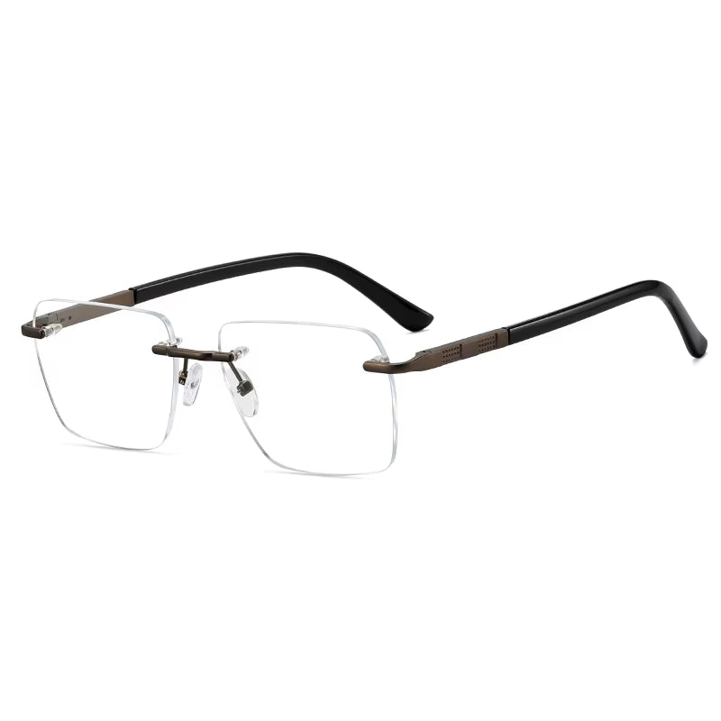 Fashion Square Rimless Spring Hinge Eyeglasses for Men