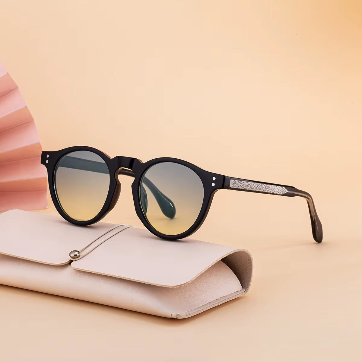 Designer Round PC Frame Pin-in Temples UV400 Sunglasses for Women 