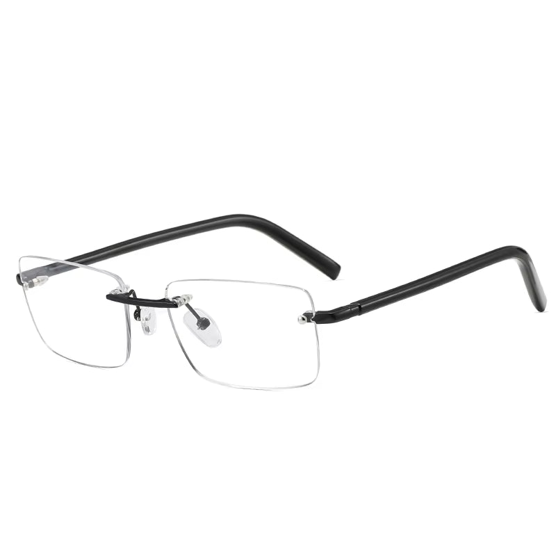 Fashion Rimless Rectangle Spring Hinge Eyeglasses for Men