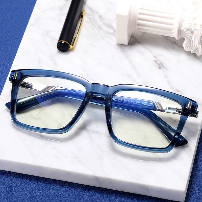 Retro Square TR90 Spring Hinge Eyeglasses for Men