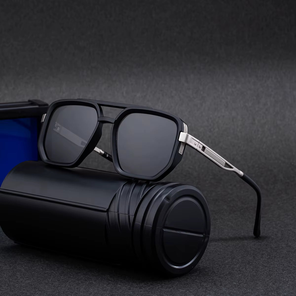  Designer Square Double Bridge PC Frame UV400 Sunglasses for Men