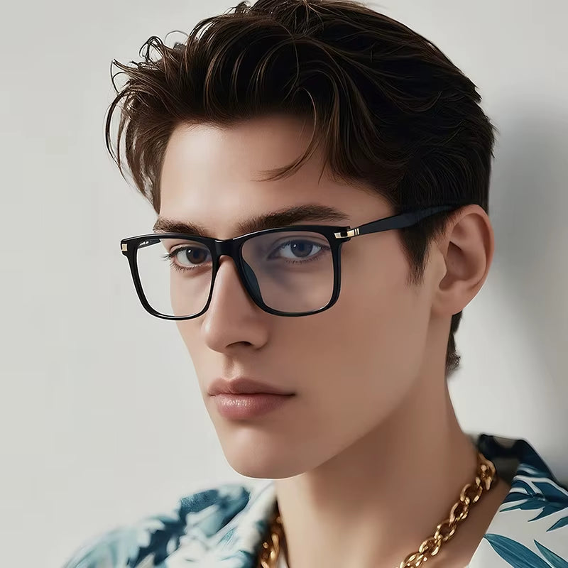  TR90 Rectangle Frame CP Arms Spring Hinge Eyeglasses for Men