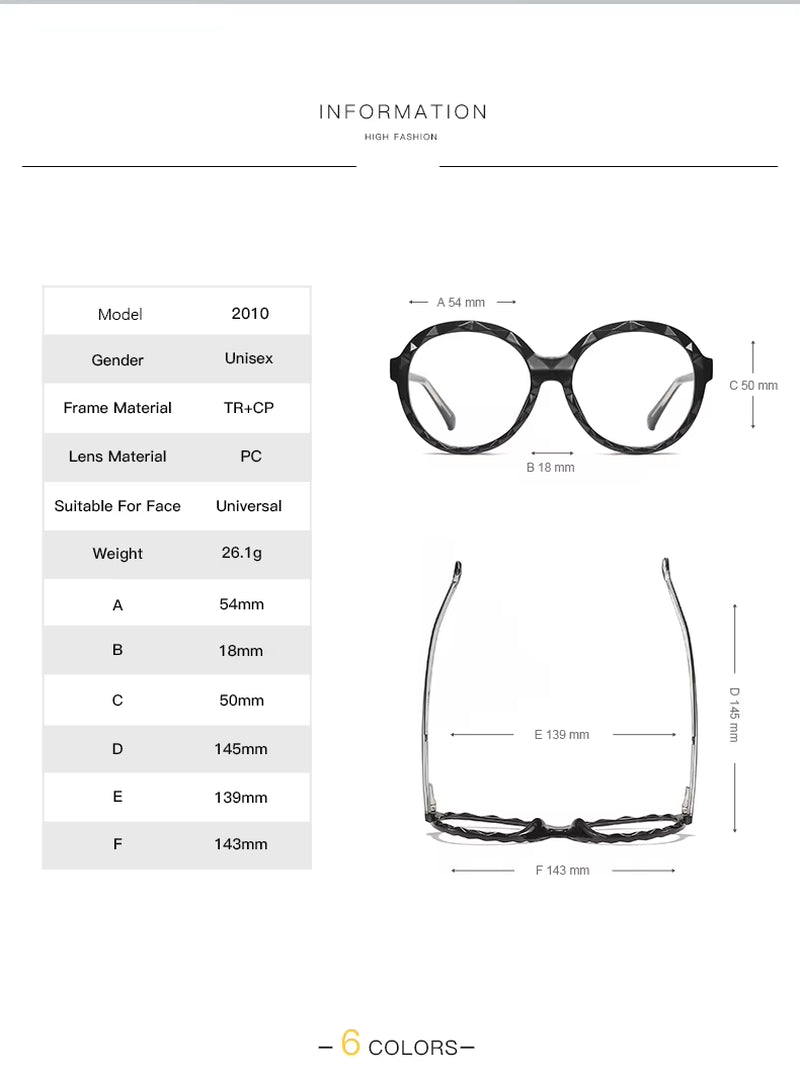 Fashion TR90 round CP Arm Spring Hinge Eyeglasses for Women 