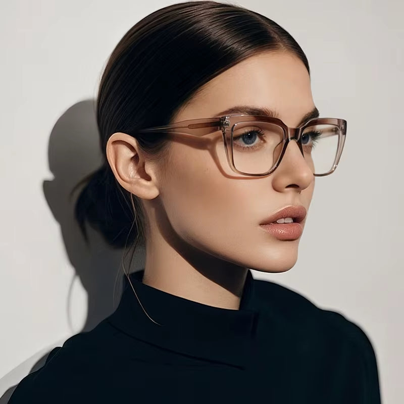 Fashion Square TR90 CP Pin-In Arms Spring Hinge Eyeglasses for Women