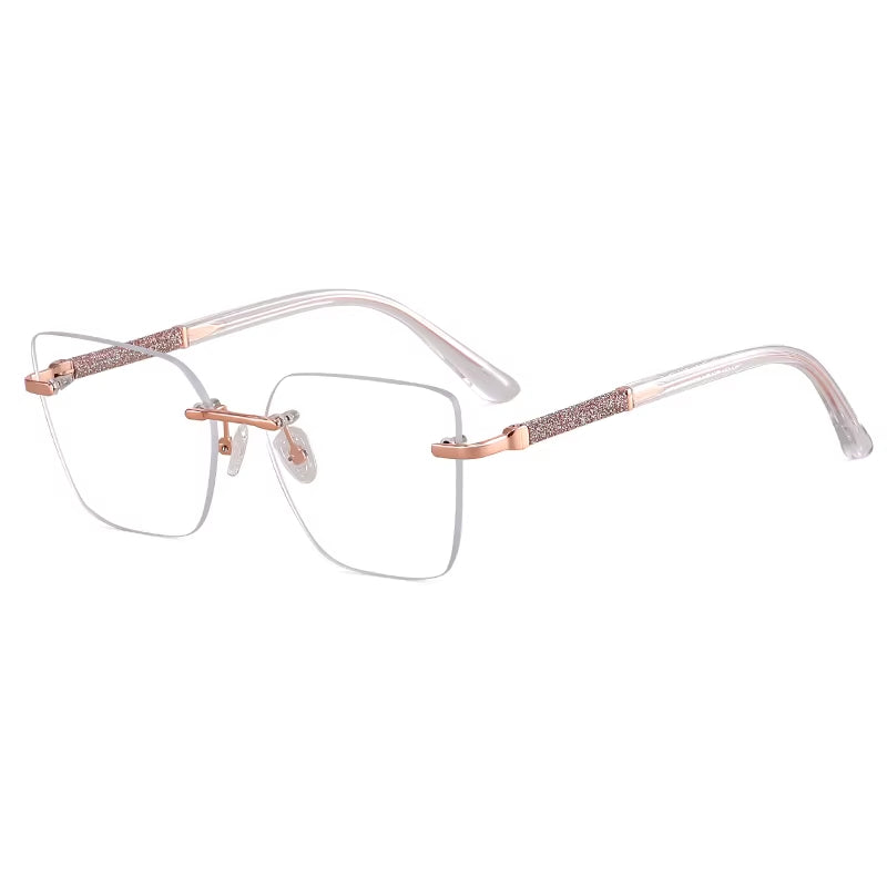 Fashion Rimless Spring Hinge Eyeglasses for Women