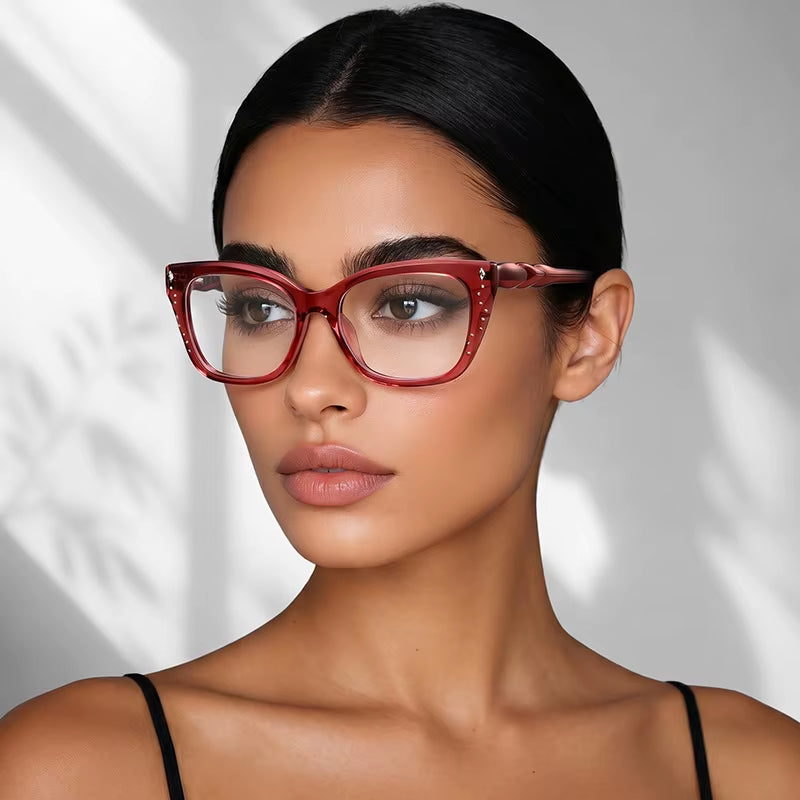  Square Acetate Pin-In Spring Hinge Eyeglasses for Women