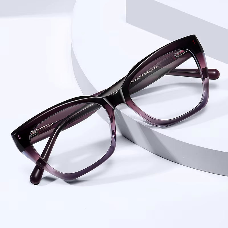 Cat Eye Acetate Pin-In Spring Hinge Eyeglasses for Women
