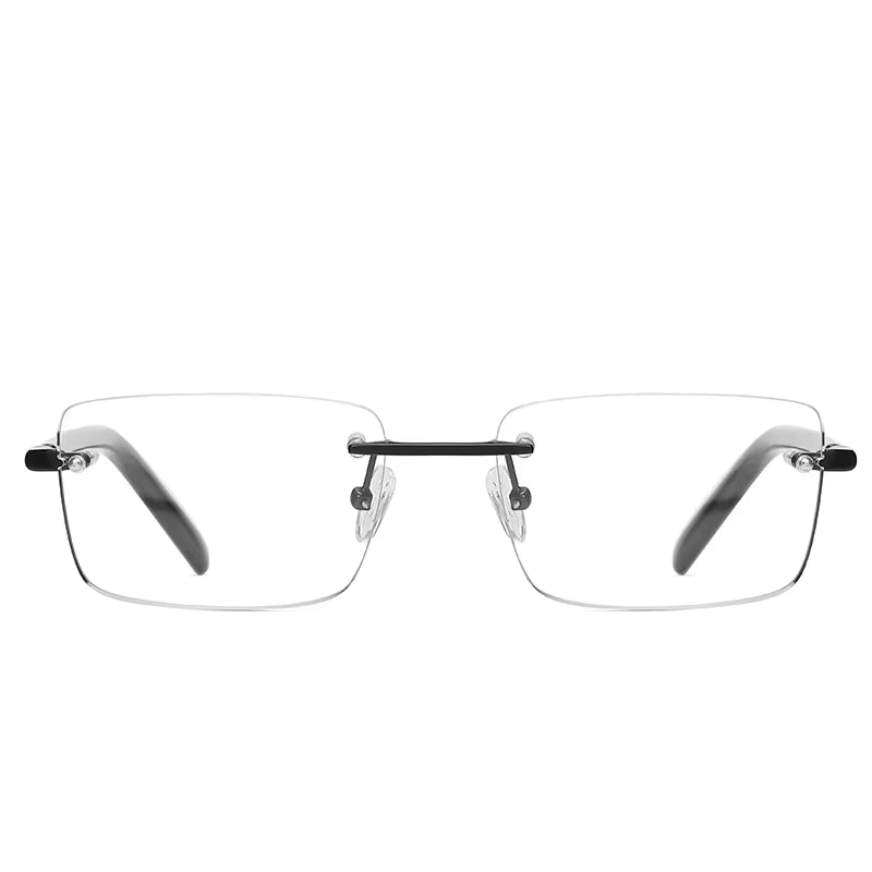 Fashion Rimless Rectangle Spring Hinge Eyeglasses for Men