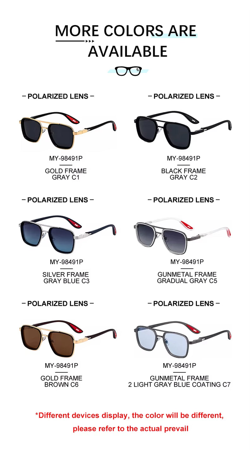 Designer Double Bridge Spring Hinge Polarized Driving UV400 Sunglasses for Men