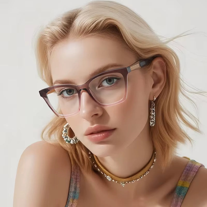  Square TR90 Spring Hinge CP Arms Eyeglasses for Women