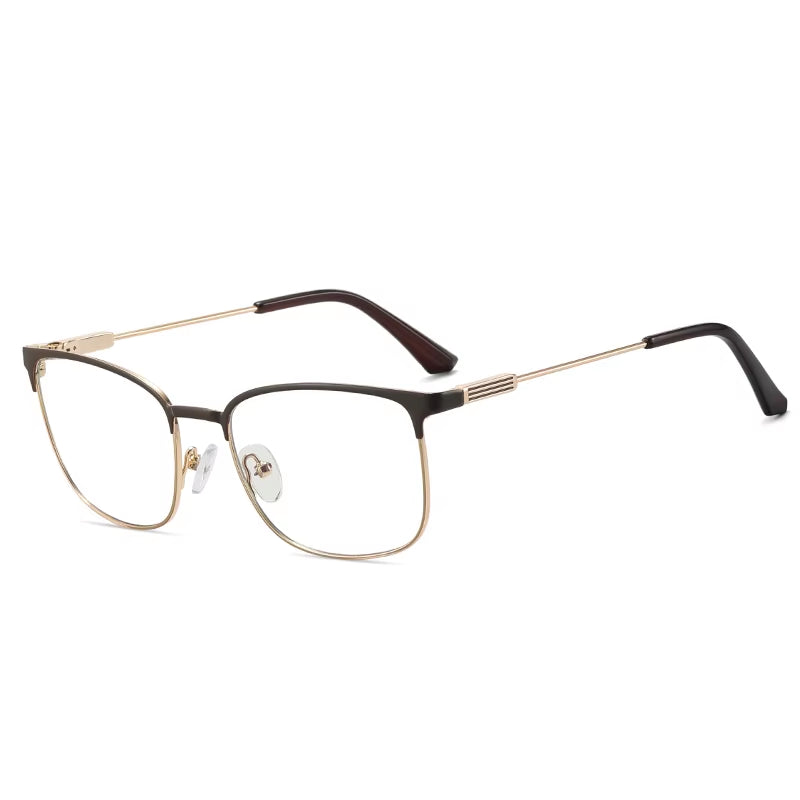 Metal Square Spring Hinge Eyeglasses for Men