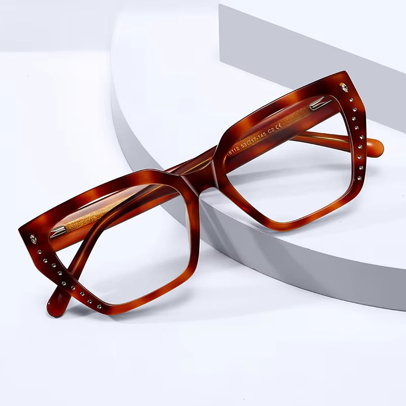 Square Acetate Pin-In Spring Hinge  Eyeglasses for Women