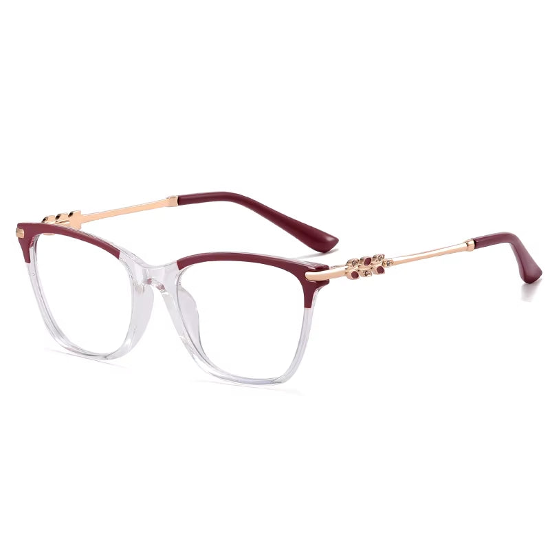 Cat Eye TR90 Square Leaf Arms Eye Glasses for Women 