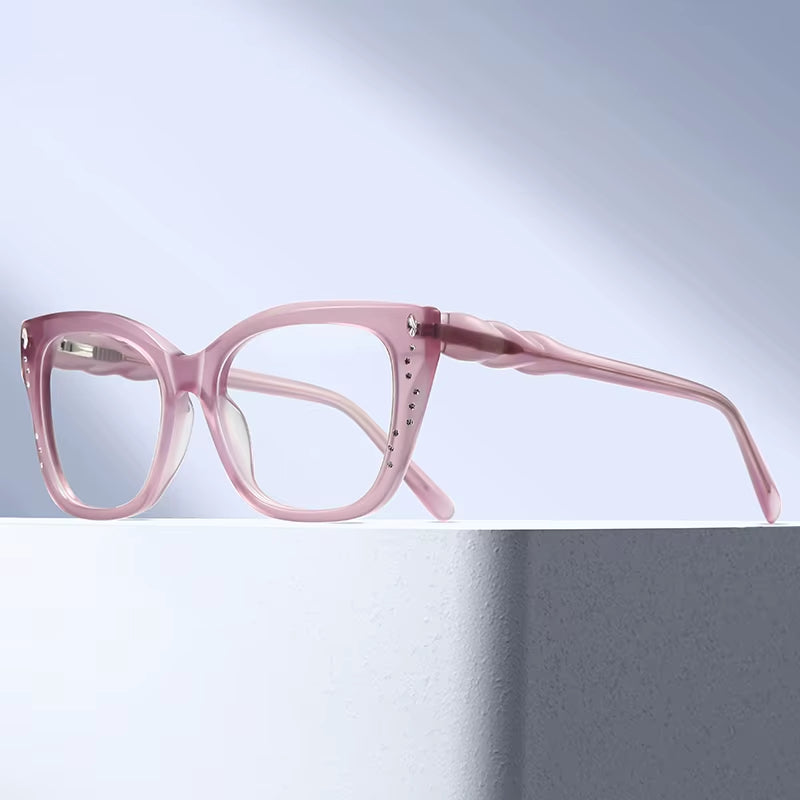 Square Acetate Pin-In Spring Hinge Eyeglasses for Women