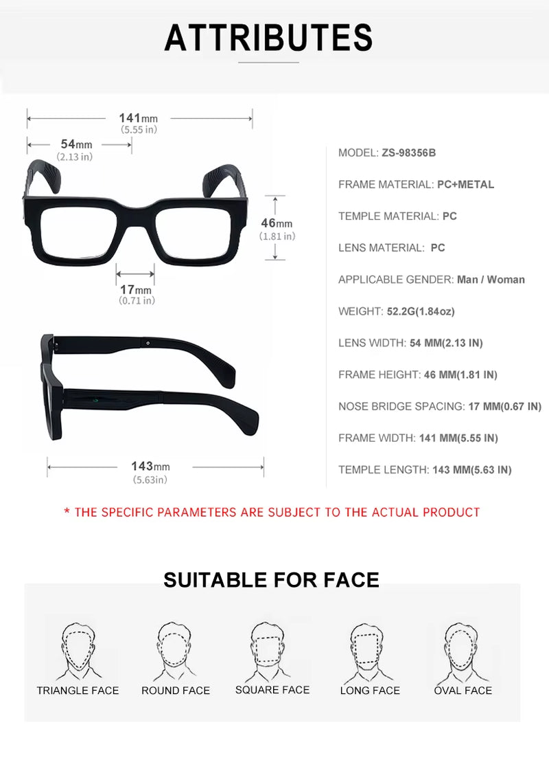  Designer Square PC Frame Metal Arms Eyeglasses for Men 