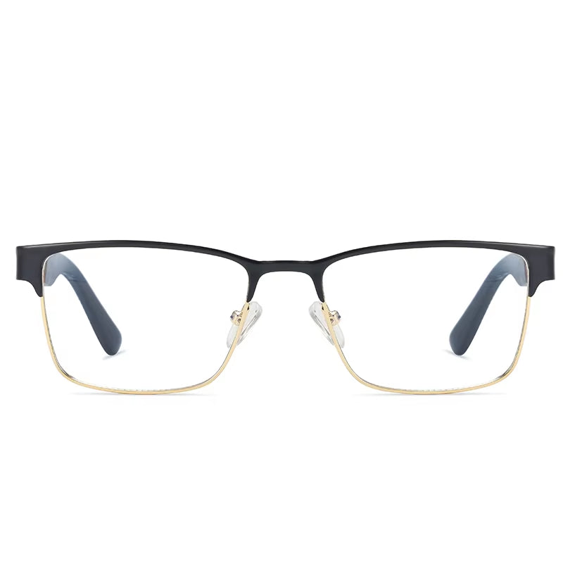  Rectangle Metal Frame TR90 Arms Spring Hinge Eyeglasses for Men