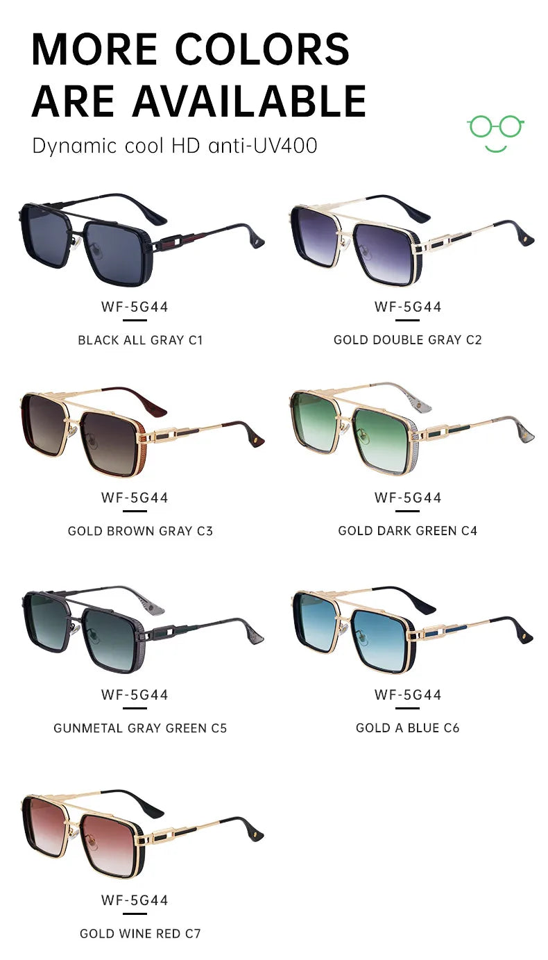 Retro Steampunk Style Metal Frame Double Bridge UV Protection Sunglasses for Men