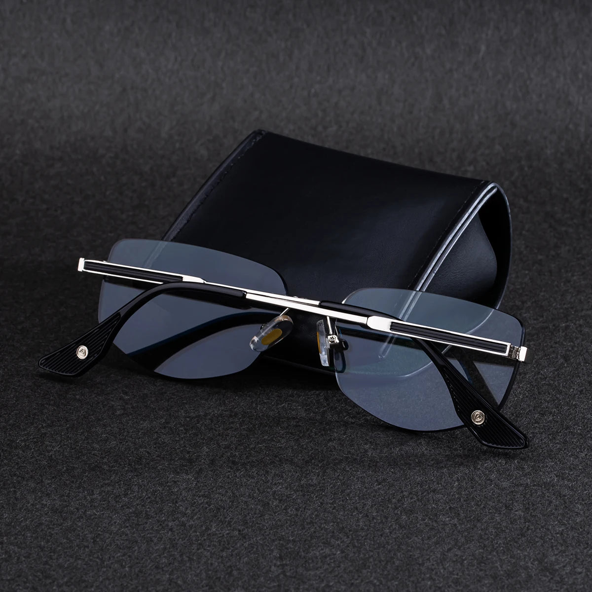 Designer Rectangle Rimless UV400 Protection Sunglasses for Men
