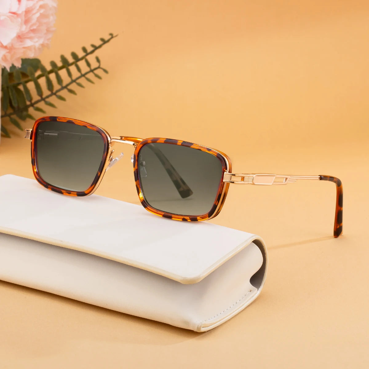  Designer Rectangle Metal Spring Hinge Polarized Driving UV400 Sunglasses for Men