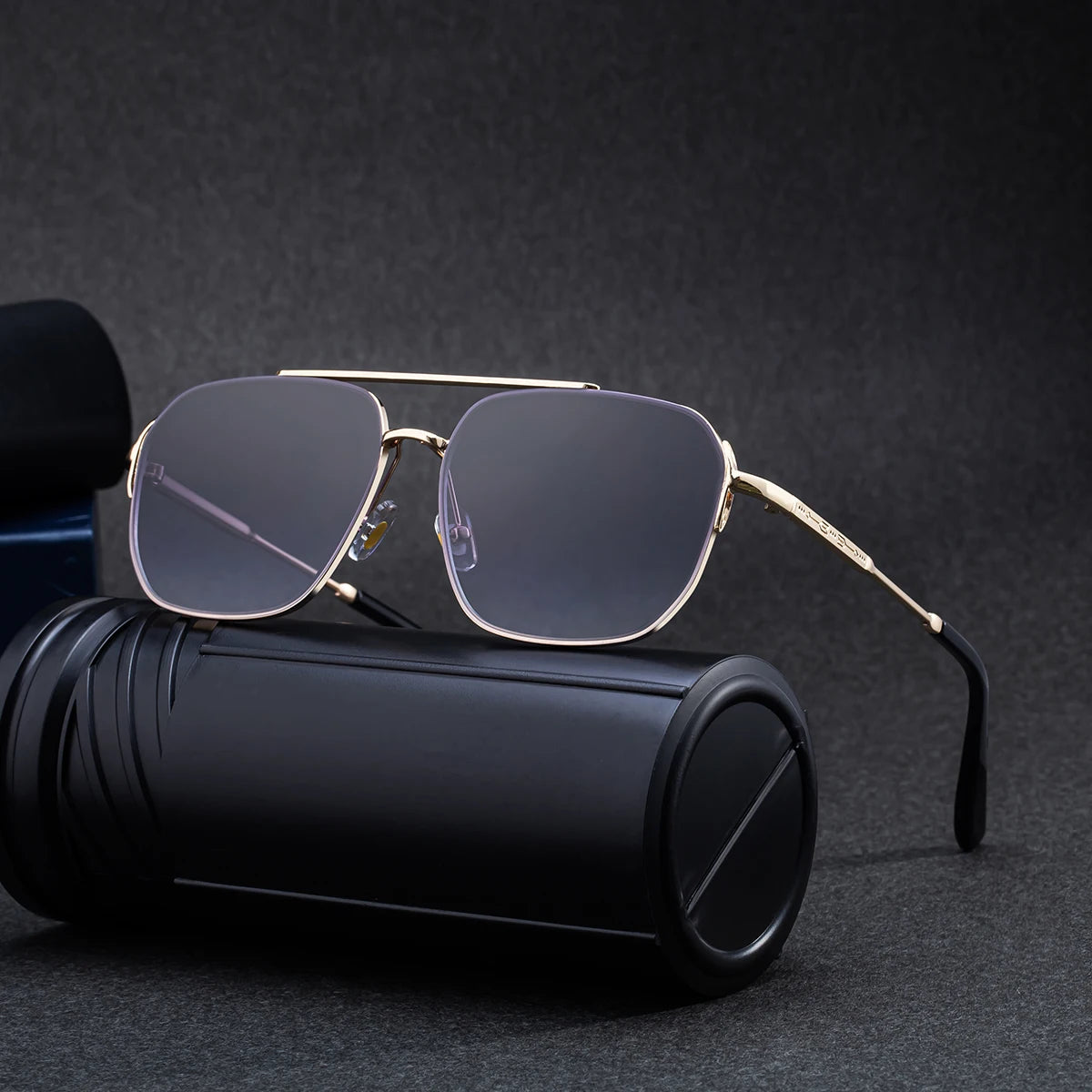 Designer Square Metal Double Bridge UV400 Protection Sunglasses for Men