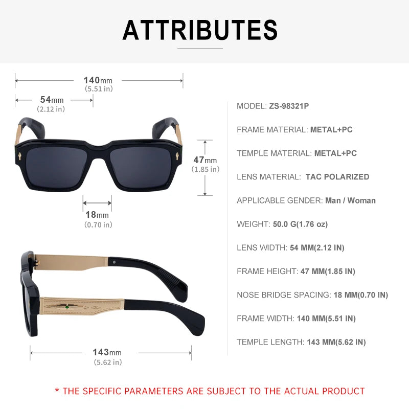 Designer Square Polarized UV400 Protection Sunglasses for Men