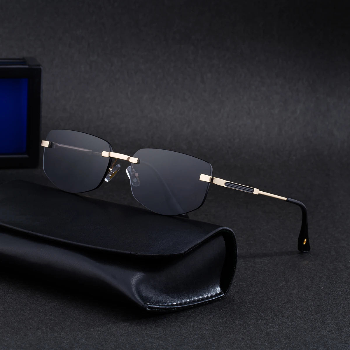 Designer Rectangle Rimless UV400 Protection Sunglasses for Men