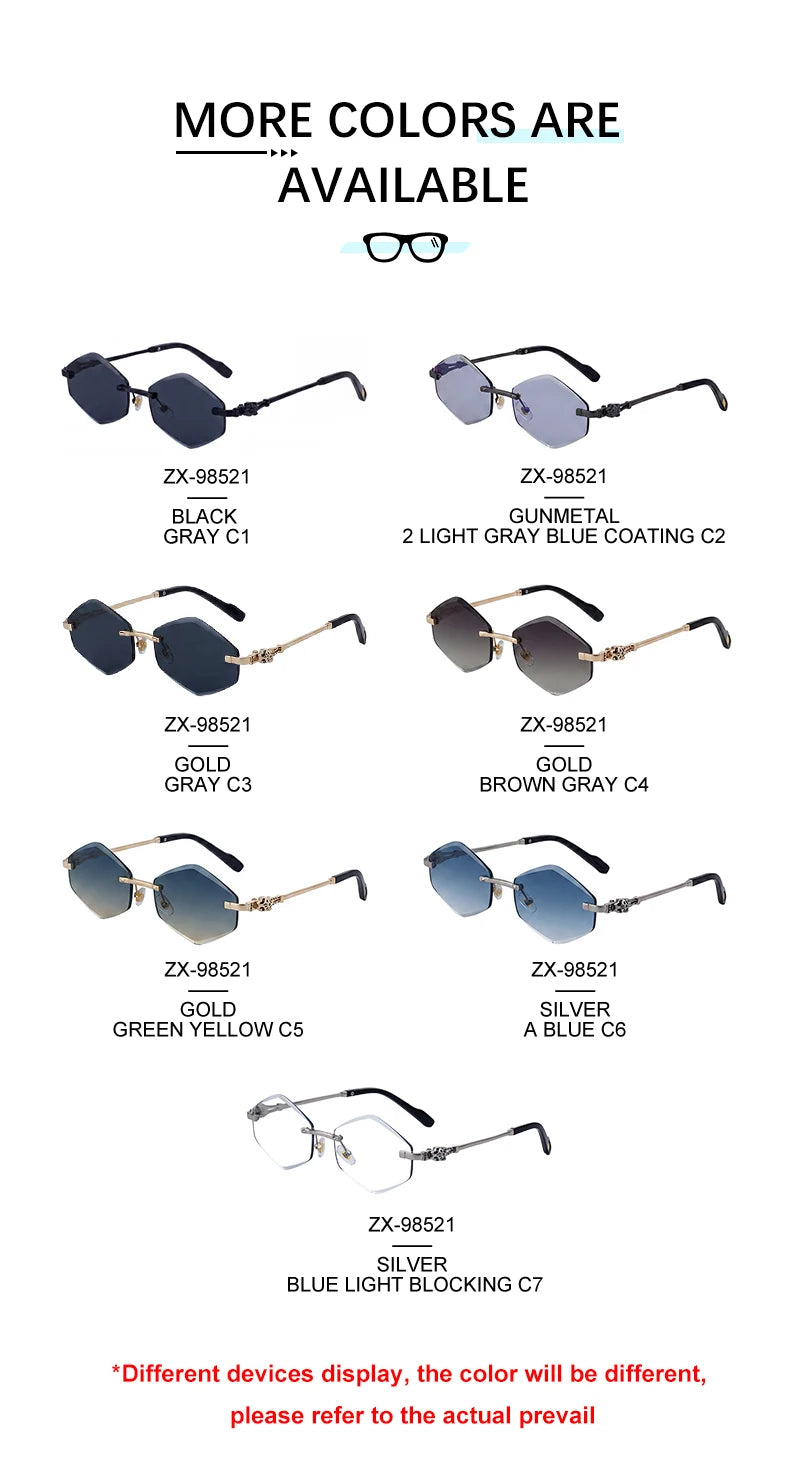 Designer Rimless Polygonal Leopard Head UV400 Sunglasses for Women & Men