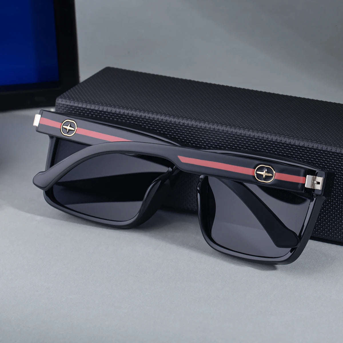  Designer Square Polarized Spring Hinge UV400 Sunglasses for Men