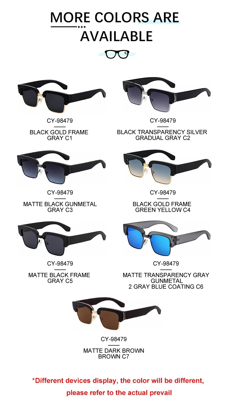 Retro Designer Square Metal Frame UV400 Protection Sunglasses for Men 