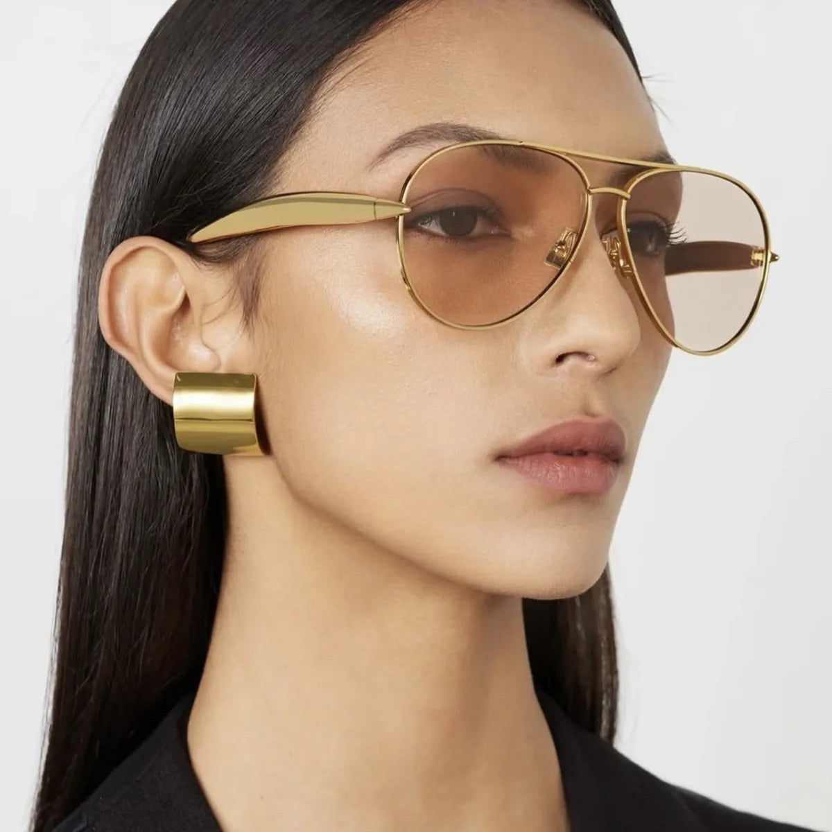Designer Metal Double Bridge Aviation UV400 Sunglasses for Women 